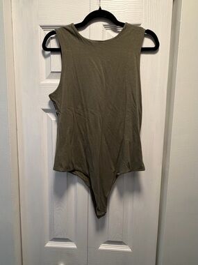 nuuds Classic Crewneck Tank Bodysuit in Olive - L